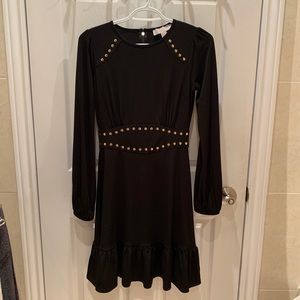 Michael Kors Studded Black Dress with Bell Sleeves